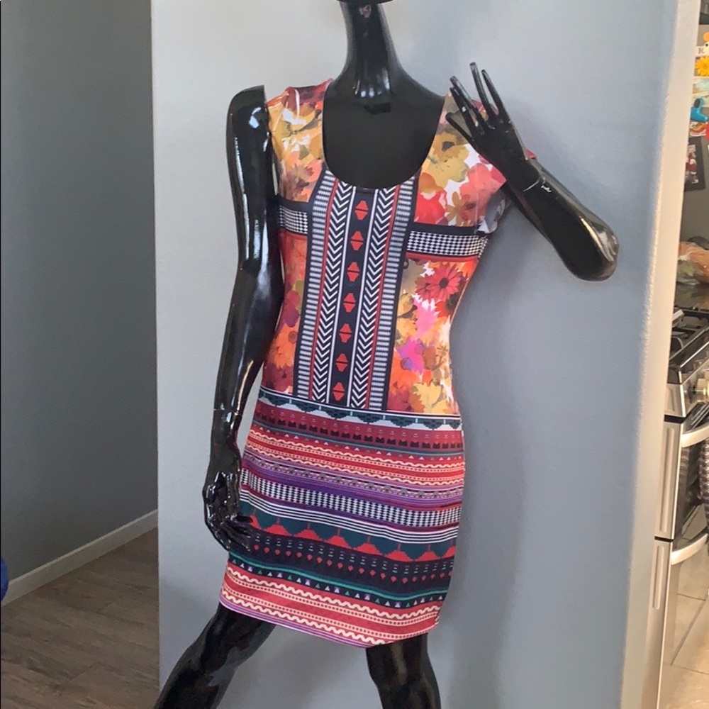 Stretchy sun dress multi color